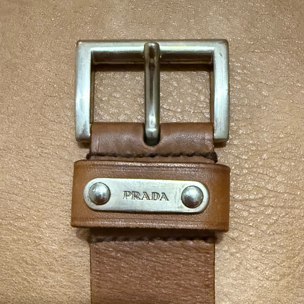 Vintage Prada Brown Leather Cuff with Gold and Silver Studs - Picture 5 of 8